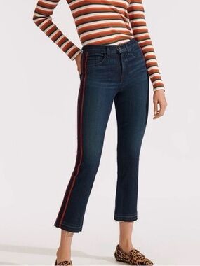 Veronica Beard Dark Wash Carolyn Baby Boot Side Stripe Cropped Jeans Size 31